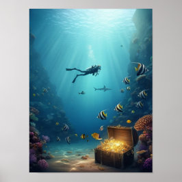 ダイバーが宝物を発見 ポスター