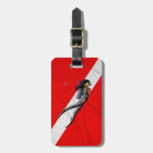 ダイバーとしわの寄ったダイブフラグ ラゲッジタグ (正面縦)