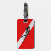 ダイバーとしわの寄ったダイブフラグ ラゲッジタグ (裏面縦)