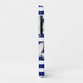 ダイバーとサメのシルエット航海のオンストライプ Case-Mate iPhoneケース (裏面/左)