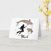 ダイバーとサメ カード (黄色い花)