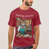 ダイバーにいるチップ目的のネコが面白い Tシャツ (正面)