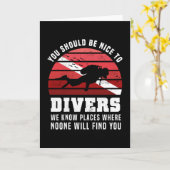 ダイバーに優しく-ダイビンおもしろいグギフト カード (黄色い花)