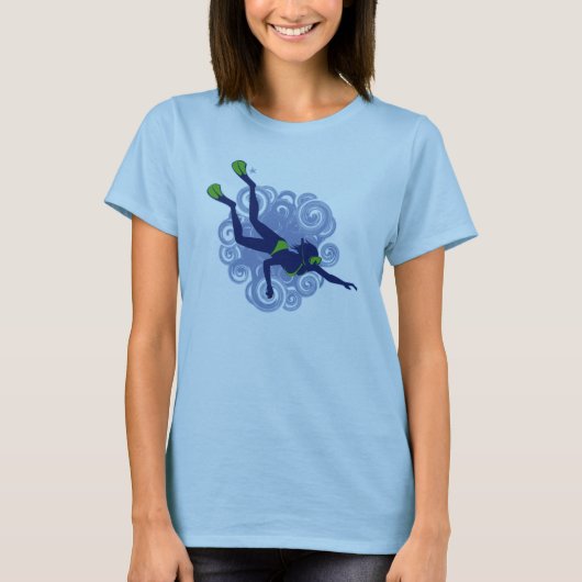 ダイバーの女の子のWomen´sのティー Tシャツ (正面)
