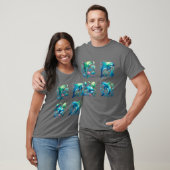 ダイバーまたはシュノーケラーとクジラの群れ Tシャツ (ユニセックス)