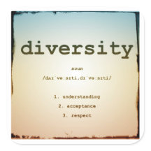 ダイバーシティスクエアステッカー、光沢、大、3インチ