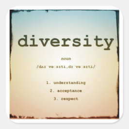 ダイバーシティスクエアステッカー、光沢、大、3インチ スクエアシール