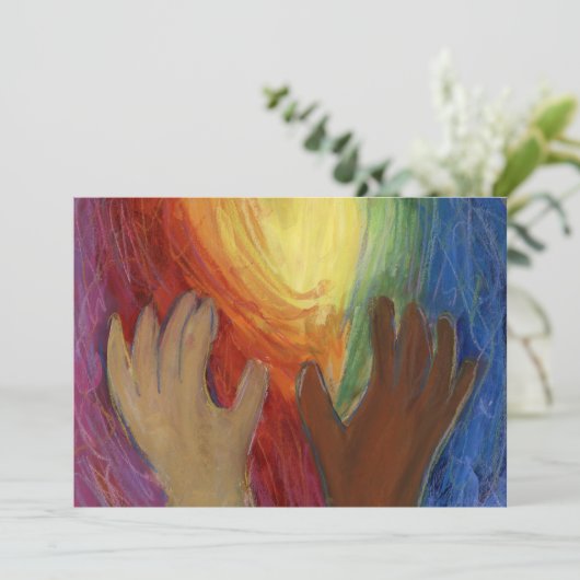 ダイバーシティラブハートハンズカラフル招待状 招待状 (スタンド正面)