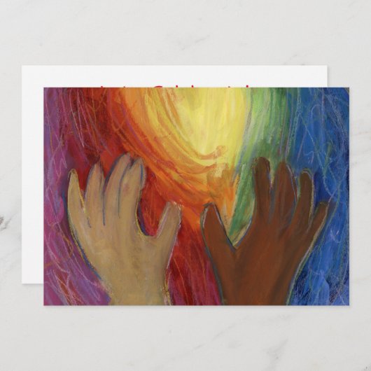 ダイバーシティラブハートハンズカラフル招待状 招待状 (正面/裏面)