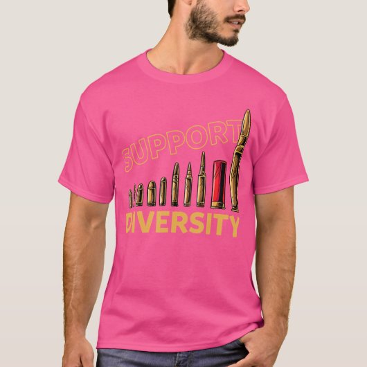 ダイバーシティ銃弾をサポートおもしろい Tシャツ (正面)