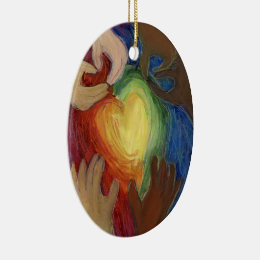 ダイバーシティDEIハートホリデーギフトオーナメント セラミックオーナメント (右)