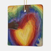 ダイバーシティDEIハートホリデーギフトオーナメント セラミックオーナメント (左)