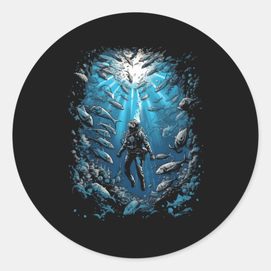 ダイバーシャークシャークスキューバダイビングダイビング海アンダーワ ラウンドシール (正面)