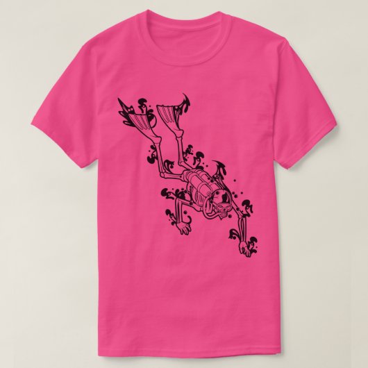 ダイバースケルトン水中スキューバダイビング Tシャツ (デザイン正面)
