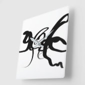 ダイバーズ：抽象芸術ブラック&ホワイト スクエア壁時計 (傾斜)