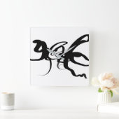 ダイバーズ：抽象芸術ブラック&ホワイト スクエア壁時計 (ホーム)