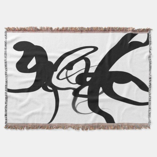 ダイバーズ：抽象芸術ブラック&ホワイト スローブランケット (正面)