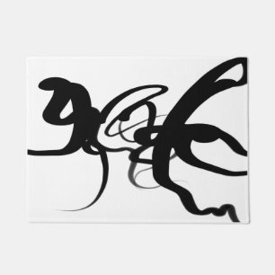 ダイバーズ：抽象芸術ブラック&ホワイト ドアマット