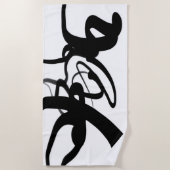 ダイバーズ：抽象芸術ブラック&ホワイト ビーチタオル (正面)