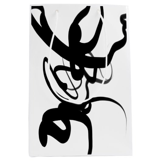 ダイバーズ：抽象芸術ブラック&ホワイト ミディアムペーパーバッグ (正面)