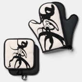 ダイバーズ：抽象芸術ブラック&ホワイト 鍋つかみ&鍋敷きセット (正面/裏面)