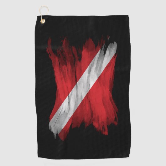 ダイバーダウンフラッグブラシストローク、ダイブフラグ ゴルフタオル (正面)