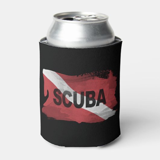 ダイバーダウンフラッグブラシストローク、ダイブフラグ 缶クーラー (缶正面)