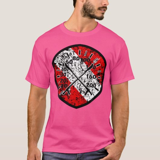 ダイバーダウン旗で揚げるスピアフィッシング Tシャツ (正面)