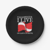 ダイバーダウン – スキューバダイビング引用文 – スキューバダイバー ペーパープレート (正面)