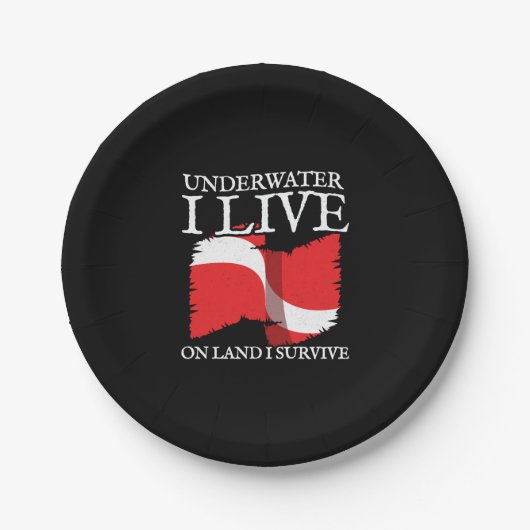 ダイバーダウン – スキューバダイビング引用文 – スキューバダイバー ペーパープレート (正面)