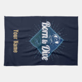 ダイバーレトロスキューバダイビングスクールヴィンテージ海 キッチンタオル (横)