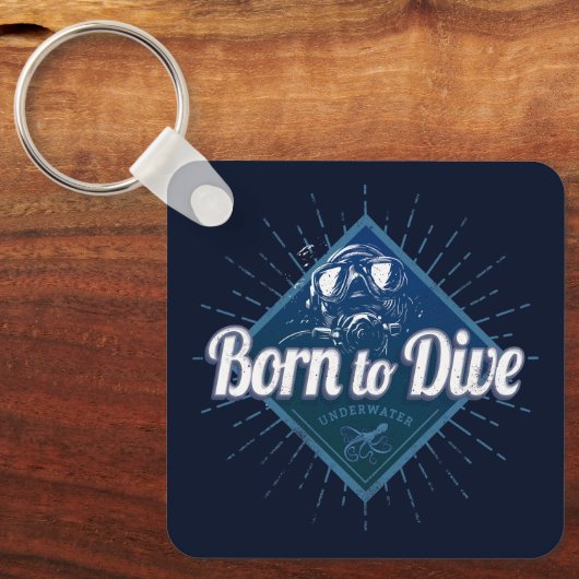 ダイバーレトロスキューバダイビングスクールヴィンテージ海 キーホルダー (正面)