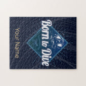 ダイバーレトロスキューバダイビングスクールヴィンテージ海 ジグソーパズル (横)