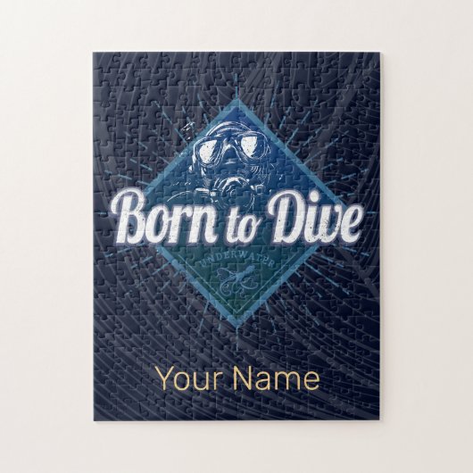 ダイバーレトロスキューバダイビングスクールヴィンテージ海 ジグソーパズル (縦)
