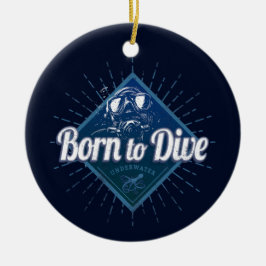 ダイバーレトロスキューバダイビングスクールヴィンテージ海 セラミックオーナメント