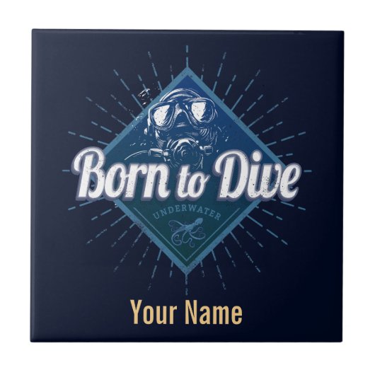 ダイバーレトロスキューバダイビングスクールヴィンテージ海 タイル (正面)