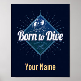 ダイバーレトロスキューバダイビングスクールヴィンテージ海 ポスター