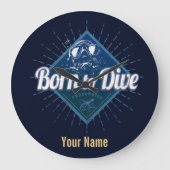 ダイバーレトロスキューバダイビングスクールヴィンテージ海 ラージ壁時計 (正面)