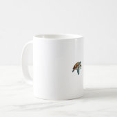 ダイバー向けの水中を泳ぐカメのデザイン コーヒーマグカップ (正面左)