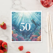 ダイバー必見！海の中の50歳の誕生日カード スタンダードランチョンナプキン (インサイチュ)