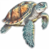 ダイバー用ウミガメの水中デザイン シール (正面)