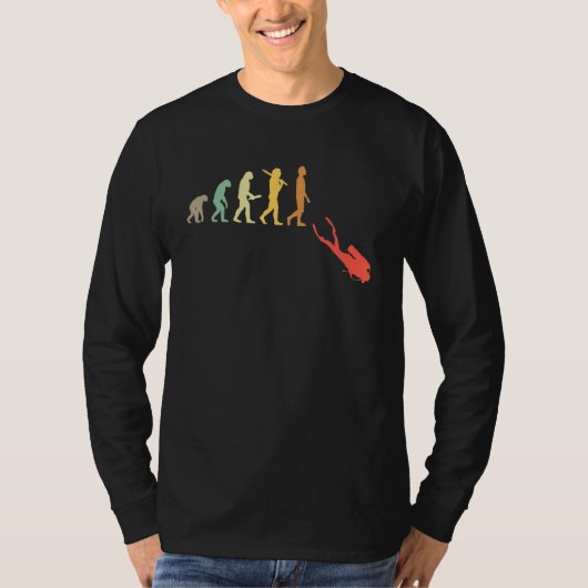ダイバー用ダイビング進化レトロ1 Tシャツ (正面)