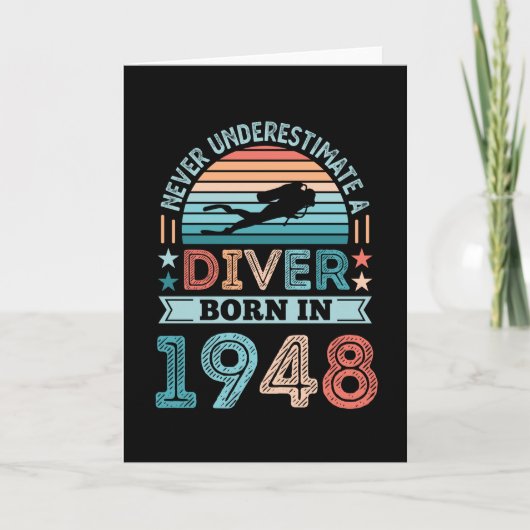 ダイバー1948 80生まれth誕生日ダイビングギフトダイビングファン カード (正面)