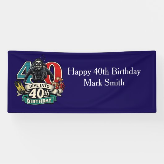 ダイバー40歳の誕生日 横断幕 (横)