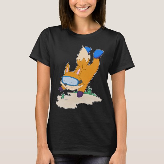 ダイバー・ダイビング用・狐・ゴーグル Tシャツ (正面)