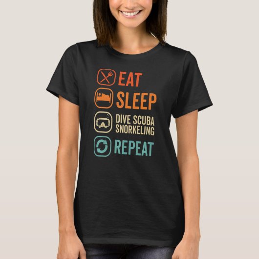 ダイバー ダイビング スキューバダイビング 食事 睡眠 Tシャツ (正面)