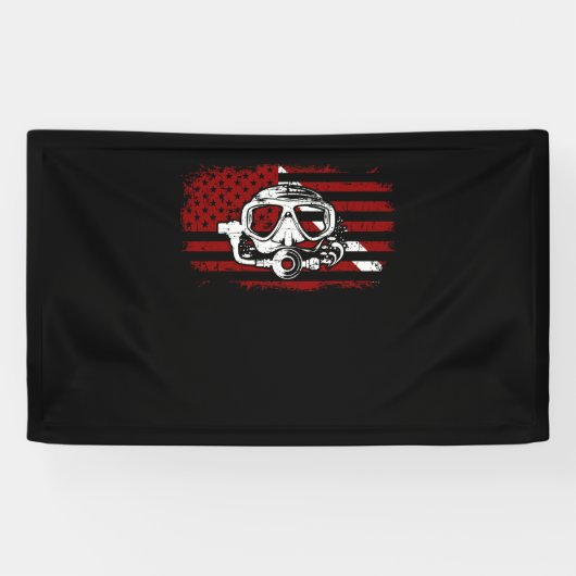 ダイバー・ダウン・ダイブ・フラグ・スキューバ・ダイビング・アメリカン国旗 横断幕 (横)