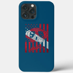 ダイバー・ダウン・ダイブ・フラグ・スキューバ・ダイビング・アメリカン国旗 iPhone 13 PRO MAXケース