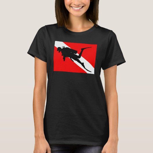 ダイバー・ダウン・フラグ スキューバダイバー Tシャツ (正面)