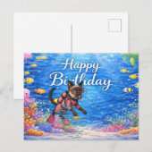 ダイバー ハッピーバースデー 水中 ポストカード (正面/裏面)